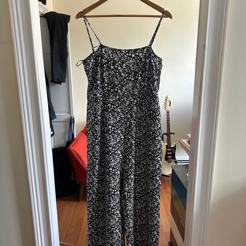 Floral Black and White Jumpsuit